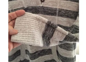 Women's Guess Striped Cowl Neck Sweater with Kangaroo Pocket Size M Gray, Black thumbnail 8