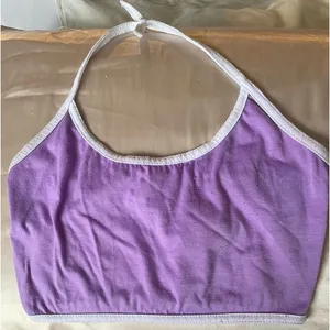 Purple Crop Halter Top One Size Pink thumbnail 1
