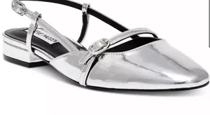 Steve Madden Strappy slingback mules flats metallic silver thumbnail 2