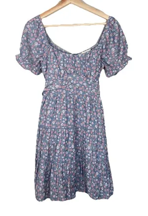 Altard State Dress Womens Size XS Blue Floral Babydoll‎ Tiered Peasant Cottage thumbnail 1