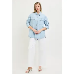 RISEN‎ Oversized Stripe Denim Shaket - Small thumbnail 6