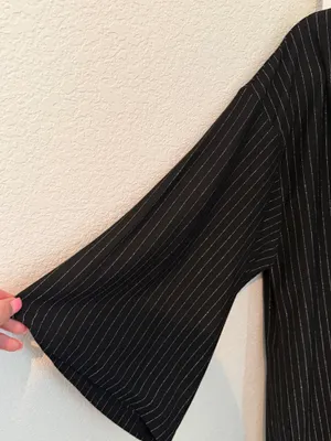 Zara blazer in black with fine metallic silver pinstripes thumbnail 2