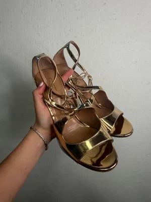 Aquazzura Metallic Gold Strappy High Heel 39 thumbnail 2