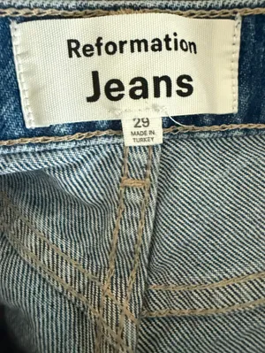 Reformation Cary Cargo High Rise Slouchy Wide Leg Jeans Size 29 Medium Wash thumbnail 9