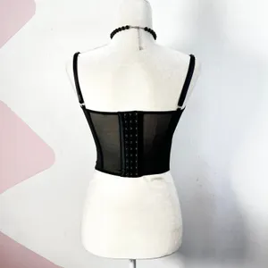 Black Corset‎ Bustier Tank Top Sz Small Lace Gothic Vampire Witchy Grunge Emo thumbnail 2