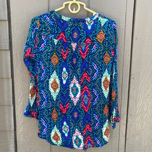 Maeve Anthropologie Topoxte Geometric Ikat button-front blouse women’s size 10 thumbnail 2