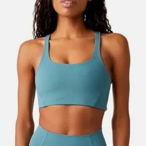 NWT Free People Movement Never Better Square Neck Sports Bra Misty Blue Size L thumbnail 1