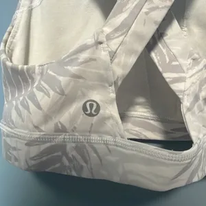 lululemon athletica White & Light Gray Leaf-Print Crisscross Sports Bra thumbnail 3