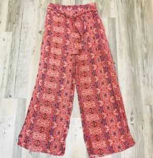 NWT Boutique Boho wide leg floral tie pants sz Large thumbnail 2