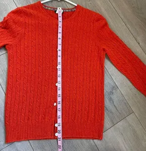 J. Crew cableknit cashmere blend orange cardigan thumbnail 2