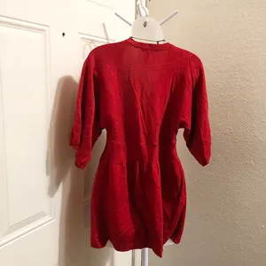2000s Y2K Red single button cardigan blouse top shirt short sleeve v-neck -Size S Whimsygoth romantic coquette Measurements in pics thumbnail 3
