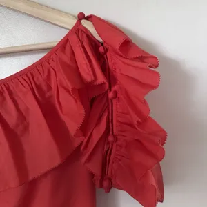 Juicy Couture Dress Off The Shoulder Poplin Ruffle Pockets Orange Party Flirty S thumbnail 5