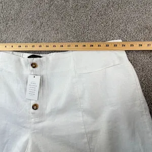 Cream Linen Blend Shorts Womens 26W High Rise Tailored Minimal Chic Summer‎ New thumbnail 4
