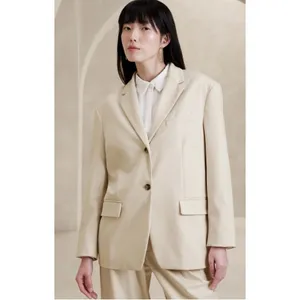 Banana Republic Oversized Two-Button Blazer Cream Sz L NWT Career Office Minimal thumbnail 2