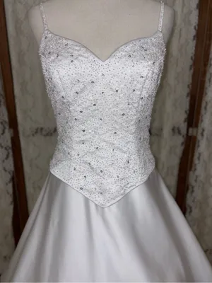 Beautiful Vintage 90s White Satin Wedding Gown thumbnail 2