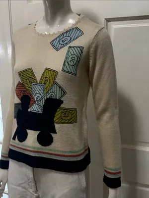 Vintage Unbranded Cotton Cream Graphic Crewneck Sweater Size Large thumbnail 4