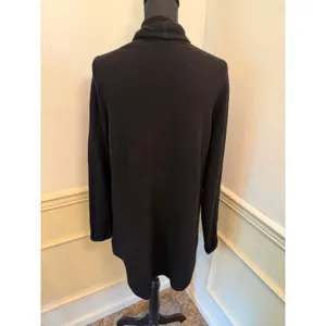 Charter Club Luxury 100% Cashmere Open Front Cardigan Sweater Black Ribbed thumbnail 4
