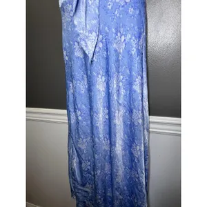 Altar'd State Dress Womens Medium Blue Floral Tie Front Flutter Sleeve Maxi thumbnail 7