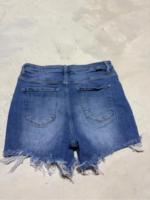 Risen jeans Women's Distressed Denim Shorts asymmetrical xl thumbnail 4