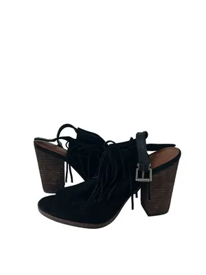 LUCKY BRAND Womens Liennah Black Fringe Heels Size 8 thumbnail 3