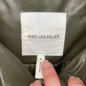 Avec Les Filles Faux-Leather Puffer Jacket Coat Size Small Olive Green Snap Clos thumbnail 5