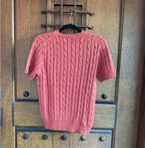 Polo by Ralph Lauren reddish brown Cable Knit Short Sleeve Sweater Size M thumbnail 4