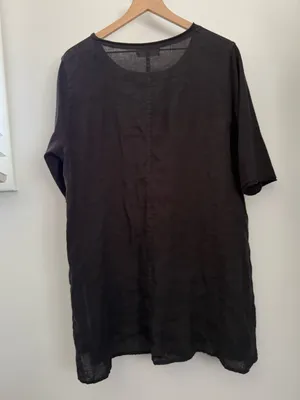 Zen Cheyenne 1X Tunic Top Black‎ Lagenlook Oversized Relaxed Linen thumbnail 4
