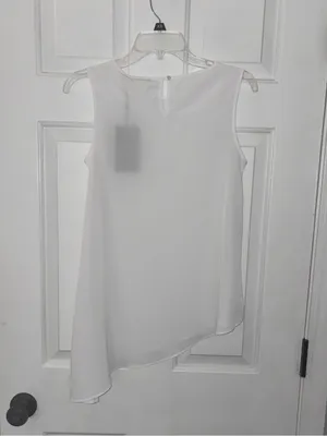 NWT Mohito White Sheer Sleeveless Asymmetrical Tunic Tank thumbnail 4