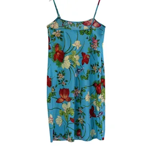 Natori Floral Satin Slip Midi Dress Womens Medium Blue Chemise Nightgown‎ thumbnail 2
