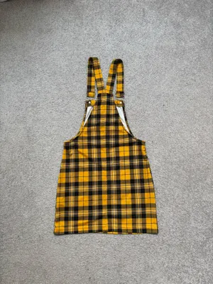 Jolie & Joy Yellow Plaid Pinafore Overall Mini Dress thumbnail 5