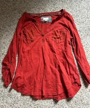 Red Anthropologie Top Long Sleeve thumbnail 1