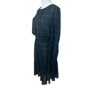 J.Crew Green Plaid Fit Flare Mini Dress LARGE Celtic Smock Party Designer $138 thumbnail 5