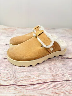Sorel Sz 7M Tan/Beige Viibe Clog Suede Cozy Slip On Platform Mules thumbnail 3