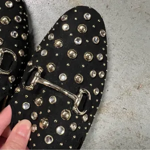 Concepts Black Jeweled Gemstone Buckle Slip On Mules Size 6 thumbnail 5