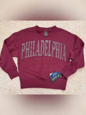 NWT Signature by Fanatics Philadelphia‎ Phillies Cropped Crewneck Sweatshirt XS thumbnail 2