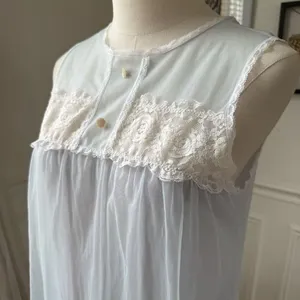 Vintage 70s Aristocraft Long Pastel Blue Nightgown M thumbnail 5