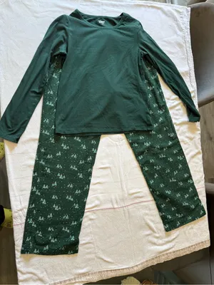 Lands' End Forest Green Two-Piece Pajama Set thumbnail 1