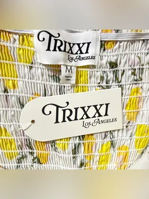 TRIXXI Los Angeles Lemon Print Puff Sleeve Mini Dress Size M NWT thumbnail 7