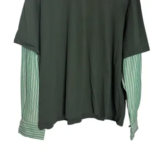 Lioness Bottega Green Layered Mix Media Crewneck Tee Striped Long Sleeve Shirt S thumbnail 6