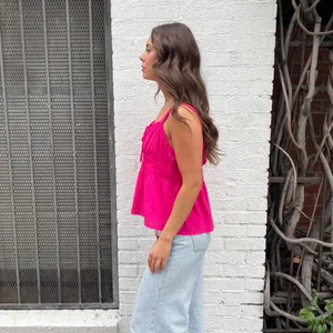 Old Navy Y2k hot pink strappy cami boho tank top sz M thumbnail 3
