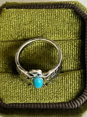Bohemian/Aztec Blue Turquoise Stainless Steel Silver Statement Ring Size 6 thumbnail 3