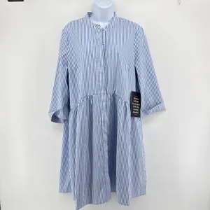 Tuckernuck Royal Shirt Dress Blue White Stripe Popover‎ Mini Size Large NWT thumbnail 3