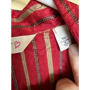 Vintage 90s Victoria Secret Nightshirt Nightgown Button Up Satin Red Gold Sz M thumbnail 3