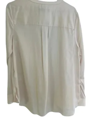 NWT Banana Republic Size Medium Cream 100% Lyocell Satin Banded Collar Shirt NEW thumbnail 5