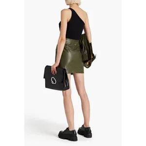 Nicholas Gabriella Mini Skirt in Green 2 Womens Faux Leather Vegan thumbnail 12