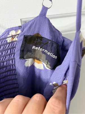 Reformation Lavender Floral Spaghetti-Strap Dress thumbnail 4