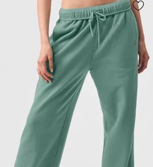 Alo Yoga Accolade Wide Leg Sweatpants L Botanical Green Relaxed Athleisure thumbnail 1