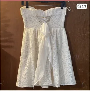 Macy's White Strapless Lace Dress thumbnail 2