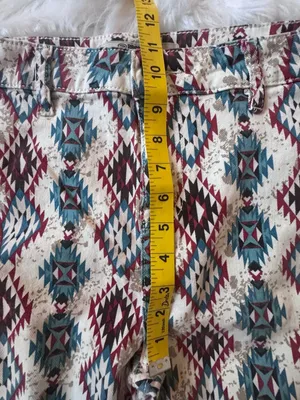 Rock & Roll Denim Aztec Print Bargain Button Bell Bottom Jeans Size 32x32 thumbnail 10