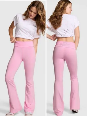 🎀🍭PINK x LoveShackFancy Foldover Flare Leggings Pink Lollipop Coquette Girl XL thumbnail 11